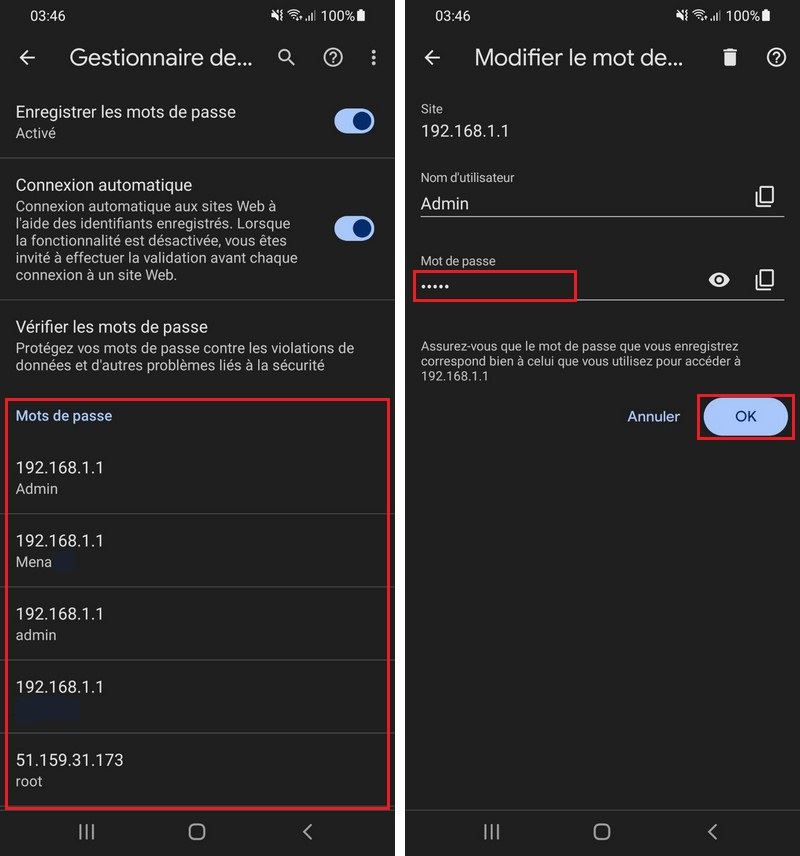 Gestionnaire de mots de passe Google Chrome