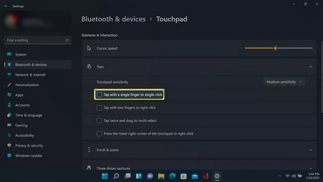 Pavé tactile sur Windows 11