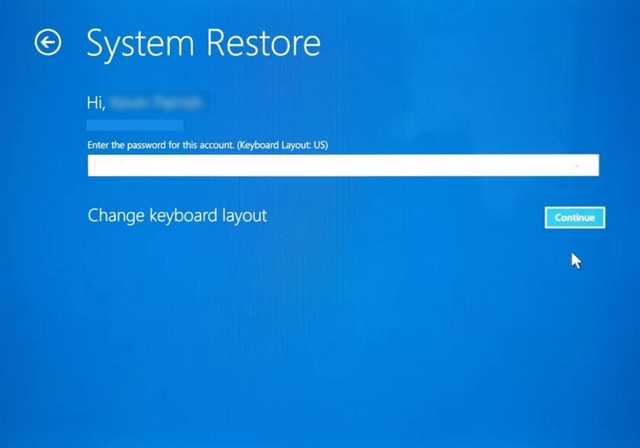Restauration du système sur Windows 10