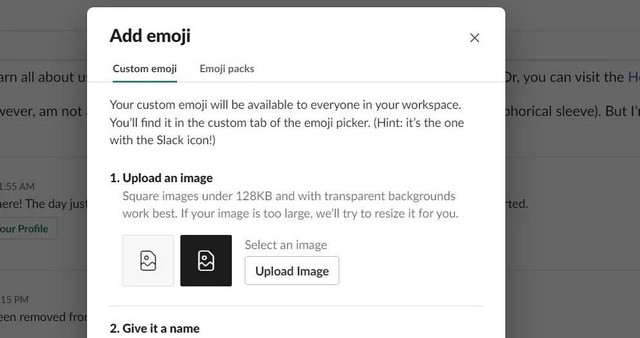 Sélectionner le fichier PNG de votre emoji personnalisé
