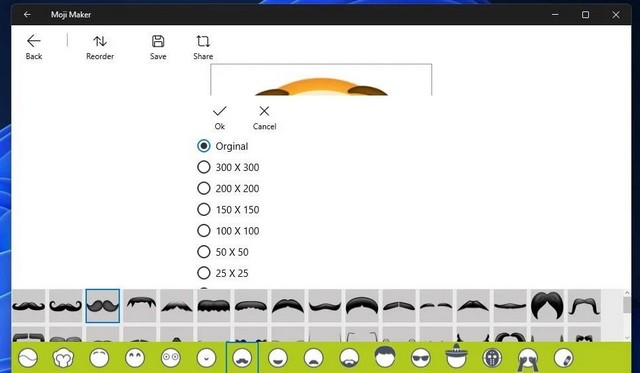 Sélectionner une taille d'emoji