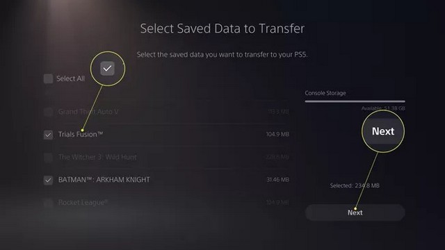 Transférer des données PS4 vers PS5