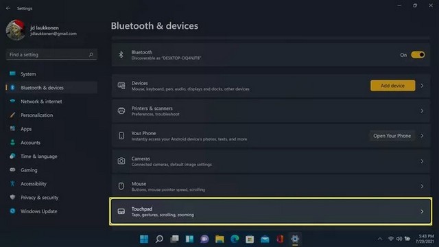 désactiver le pavé tactile sur Windows 11
