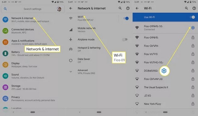 Appuyer sur le nom du réseau Wi-Fi