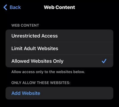 Allow only specific websites