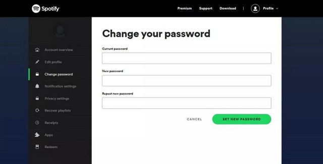 Changer votre mot de passe sur Spotify