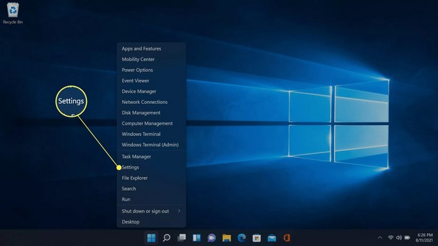 Cliquer sur Paramètres Windows 11