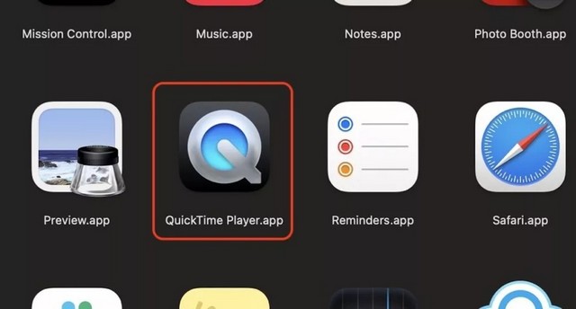 Cliquer sur l'icône QuickTime Player