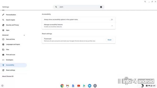 Cliquez sur Accessibilité dans les paramètres avancés
