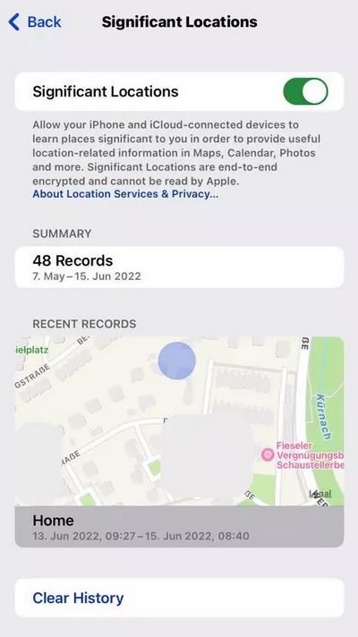 comment voir son historique de localisation iphone