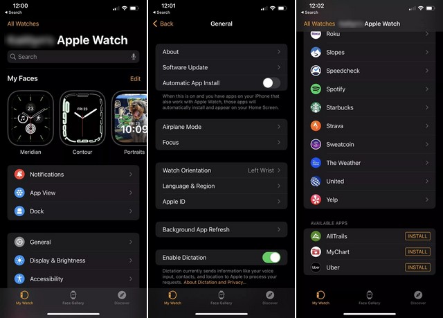 Ouvrer l'application Watch sur votre iPhone