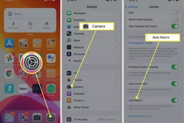 Réglage de la macro sur iPhone 13