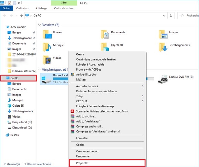 Sélectionner Propriétés