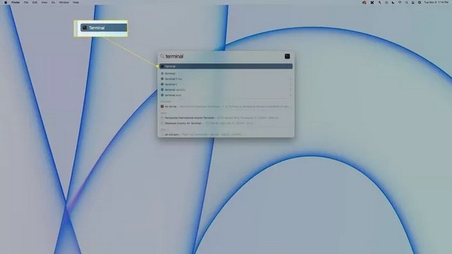 Sélectionner Terminal