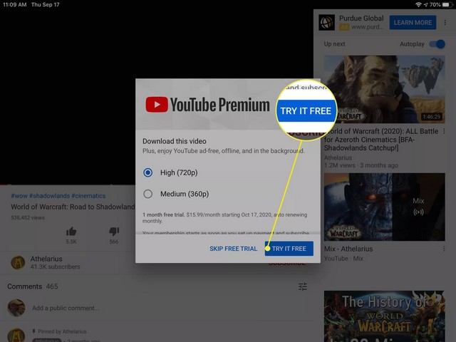 Télécharger une vidéo YouTube sur iPad