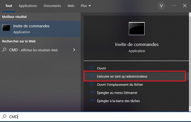 Vérification des erreurs via l'invite de commande