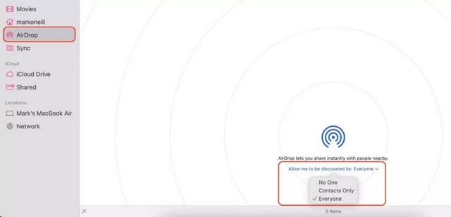 Activer AirDrop sur Mac
