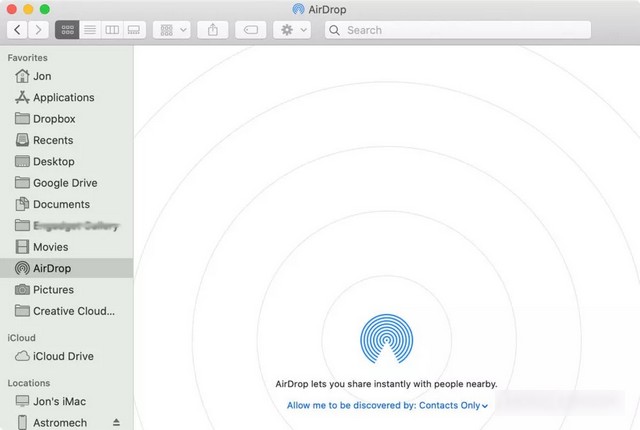 Activer AirDrop sur un Mac