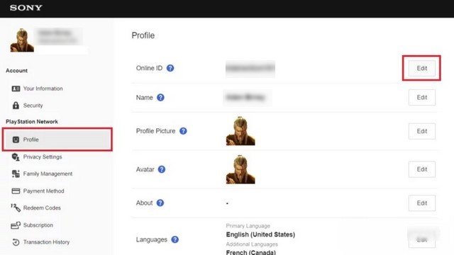 Changer votre identifiant PlayStation sur le Web