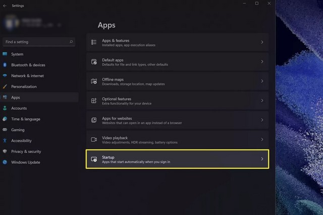 Cliquer sur Démarrage