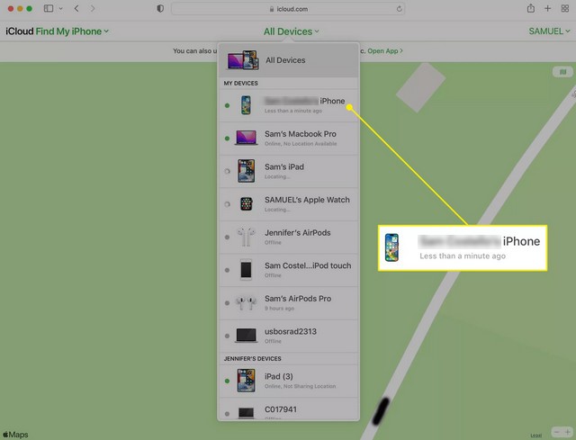 Cliquer sur Tous les appareils