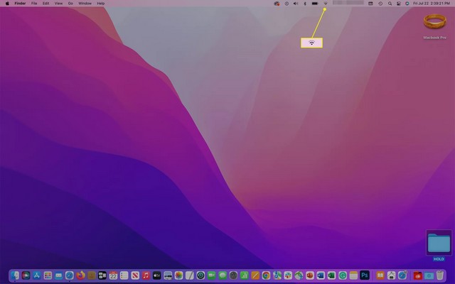Cliquer sur le symbole Internet Wi-Fi