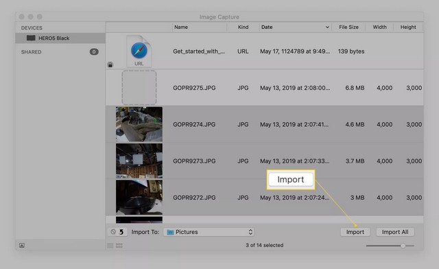Comment importer des photos de GoPro