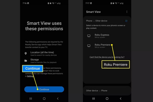Connecter un smartphone Android à Roku