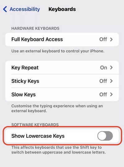 Désactiver les lettres minuscules