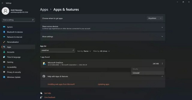Désinstaller OneDrive