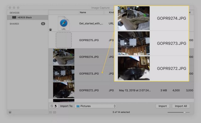 Importer des photos de GoPro sur Mac