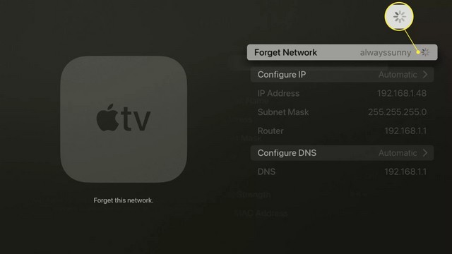 Oublier un réseau Wi-Fi sur Apple TV