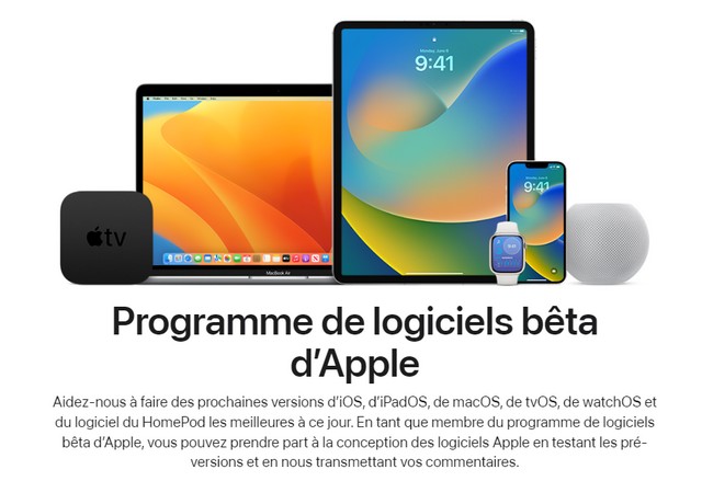 Programme de logiciels bêta d’Apple