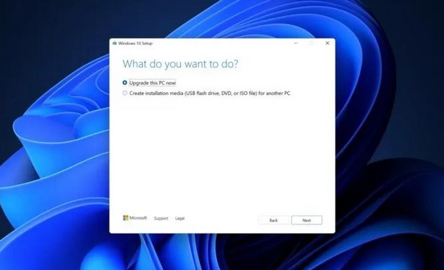 Sélectionné Mettre à niveau ce PC maintenant