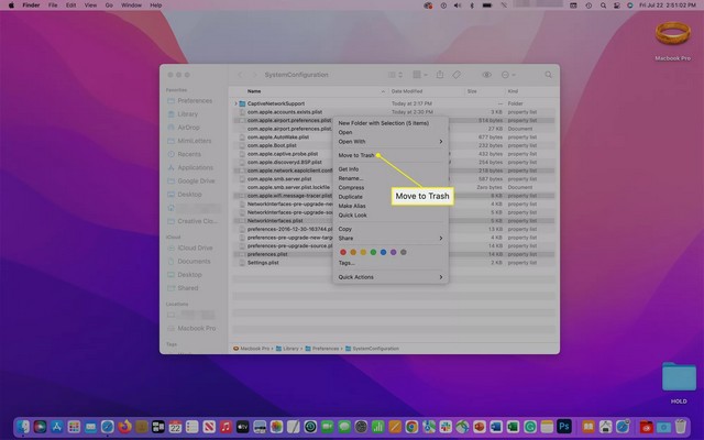 Sélectionner Déplacer vers la corbeille