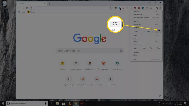Activer le mode plein écran dans Google Chrome