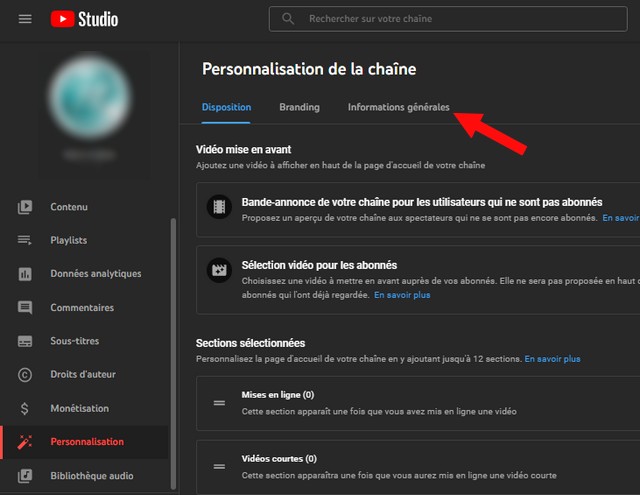 Cliquer sur Informations générales