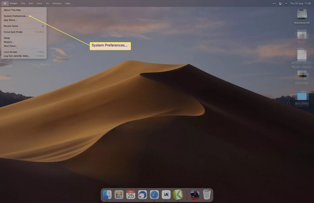 Cliquer sur Préférences Système