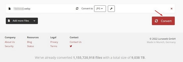 Cliquer sur le bouton Convertir