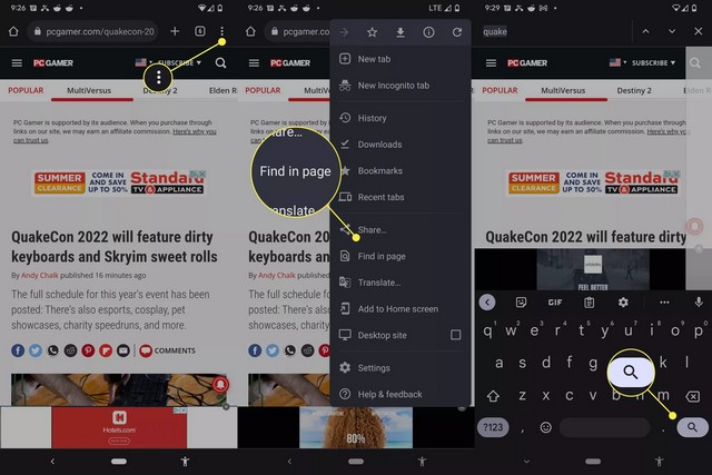 Comment faire Ctrl+F dans Chrome sur Android