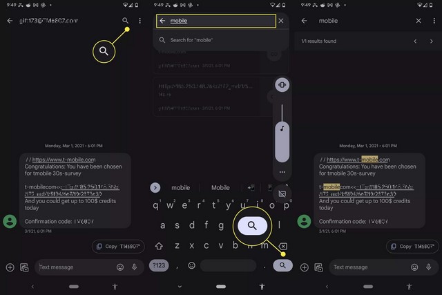 Comment faire Ctrl+F dans les messages