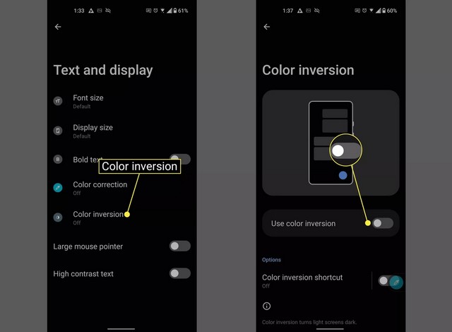 Comment inverser les couleurs sur Android