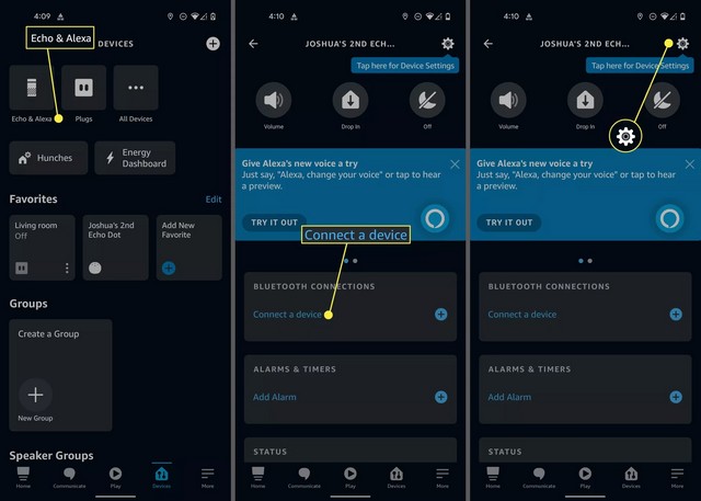 Connecter mon téléphone Android à un appareil Alexa