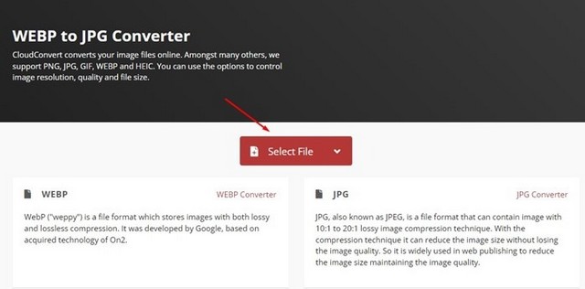 Convertir WebP en JPG