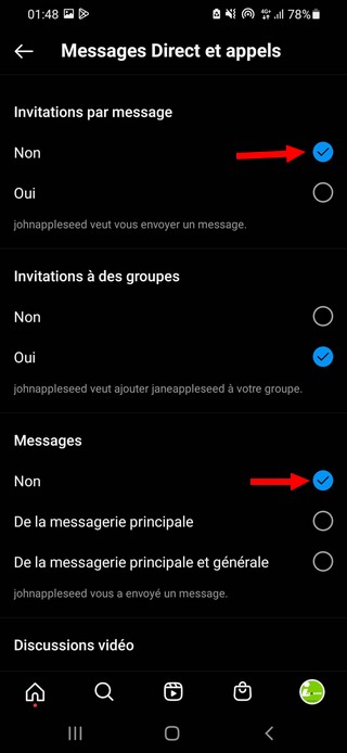 Désactiver les reçus de lecture Instagram