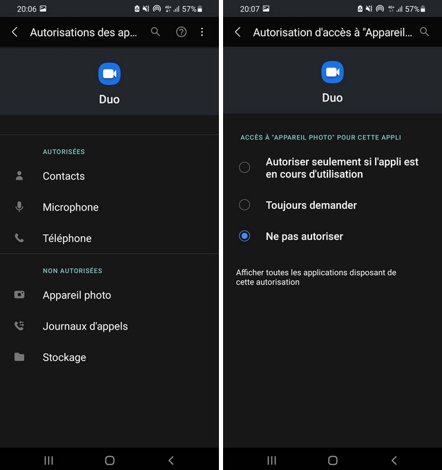 Gérer les autorisations des applications Android