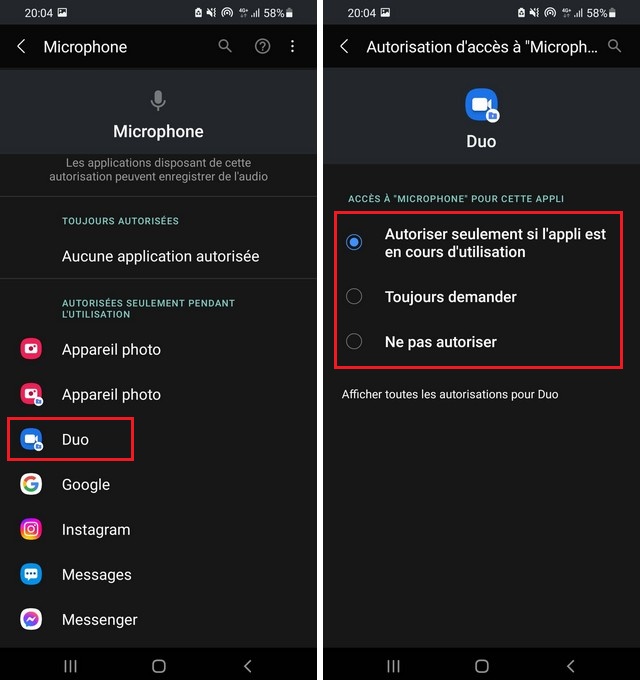 Gérer les autorisations des applications