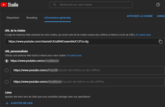 Modifier URL de sa chaîne YouTube