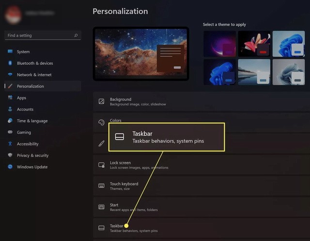 Select Taskbar