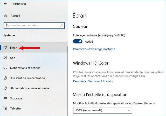 Sélectionner Écran